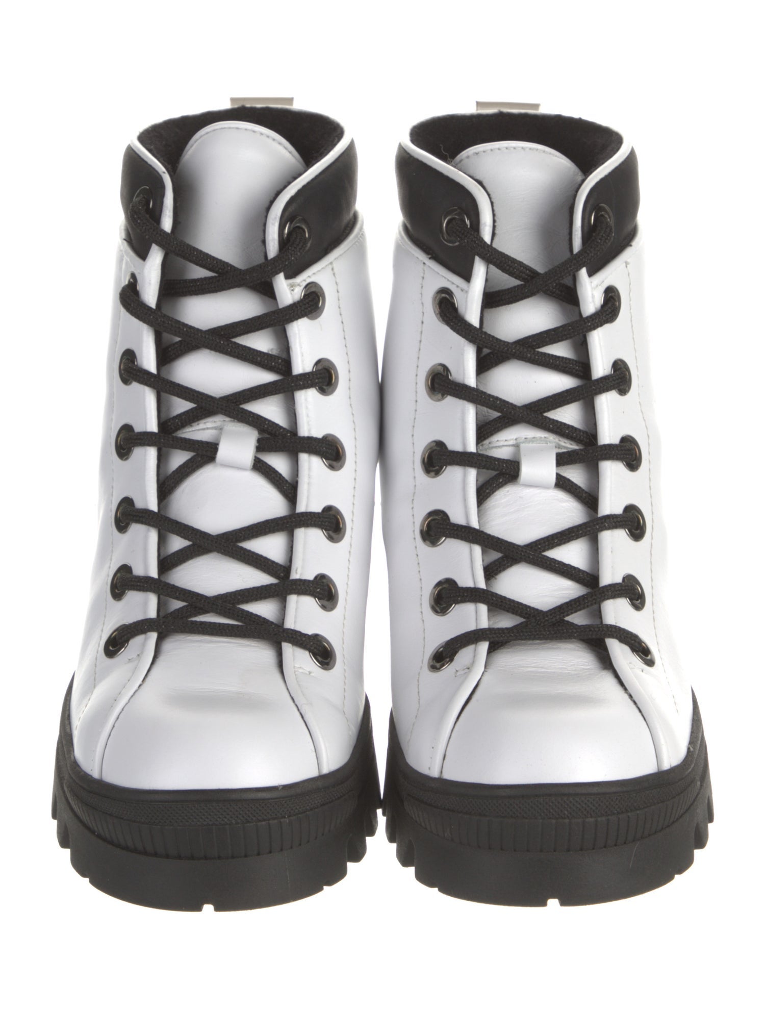 Montelliana Leather Colorblock Pattern Combat Boots